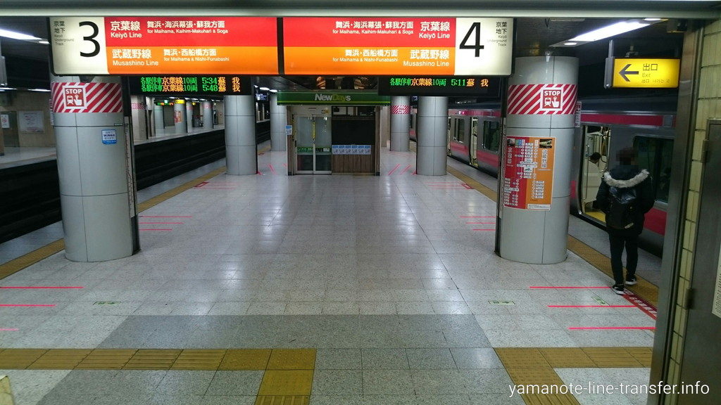 階段 京葉線 武蔵野線3番4番ホームへ7分で行くには 東京駅 山手線外回り 山手線パタパタ乗り換え案内